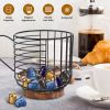 Coffee Pod Holders Black Iron Wire K Cup Holder With Solid Wooden Base 30 Kcups Capsule Storage Espresso Organizer For Counter Kitchen Cafe Bar