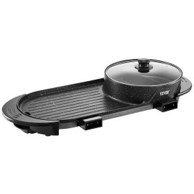 Hot Pot with Grill 2200W 2-in-1 Electric Smokeless Grill Hot Pot for 1-6 People