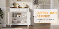 Kitchen Storage Cabinet, Modern Farmhouse Buffet Cabinet with Storage, Coffee Bar with 2 Drawers and 2 Doors, Floor Sideboard Buffet for Living Room