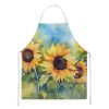 Sunflowers in Watercolor Apron Cooking Kitchen Server Baking Crafts Gardening for Adult Women Men, Unisex, Large, Multicolor