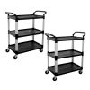 SOGA 2-Pack 3-Tier Compact Food Cart Trolley with Wheels, Black
