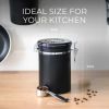 Stainless Steel Coffee Canister 21oz Airtight Kitchen Food Storage Container with Date Tracker CO2 Release Valve and Measuring Scoop For Ground Coffee