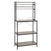 5-Tier Kitchen Bakers Rack with 10 S-Shaped Hooks, Industrial Microwave Oven Stand