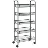 5-Tier Kitchen Trolley Black 18.1"x10.2"x41.3" Iron