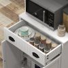 HOMCOM Microwave Cabinet with Storage Drawer, Double Door Cabinet and Adjustable Shelf, Buffet with Hutch and Cable Hole, Storage Cabinet for Kitchen