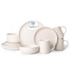 12-Piece Stoneware Dinnerware Sets with Mugs | Microwave & Dishwasher Safe | Non-Toxic Dinner Plates Bowls Set | Stackable Matte Glaze Kitchenware for