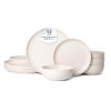 12-Piece Stoneware Dinner Plates Bowls Sets | Microwave & Dishwasher Safe | Non-Toxic Dinner Plates Bowls Set | Stackable Matte Glaze Kitchenware for