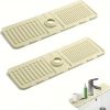 2Pcs Kitchen Sink Splash Guard - Silicone Faucet Handle Drip Catcher Tray Behind Faucet
