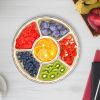 2Pcs Divided Serving Tray with Lid and Handle 360° Rotatable Snack Box Container with 6 Dividers Clear Portable Snack Platters for Fruit Candy Nut Sna