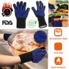 BBQ Gloves 1472°F Heat Resistant Grill Gloves Anti-slip Carbon Fiber BBQ Gloves Oven Gloves Mitts For Barbecue Cooking Baking Welding Cutting